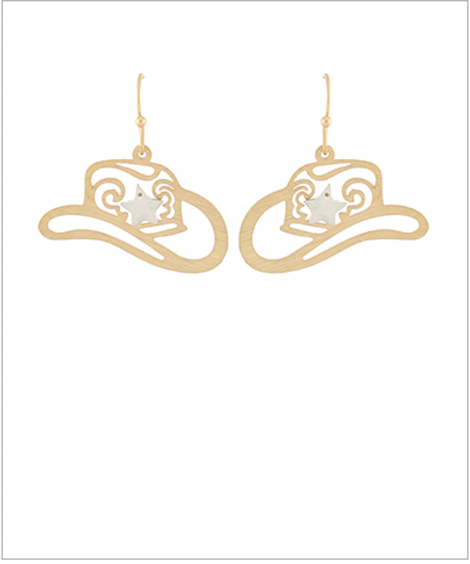 Golden Stella Filigree Western Hat Earrings GOLD