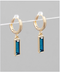 Golden Stella Rectangle Glass Earrings BLUE