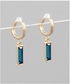 Golden Stella Rectangle Glass Earrings BLUE
