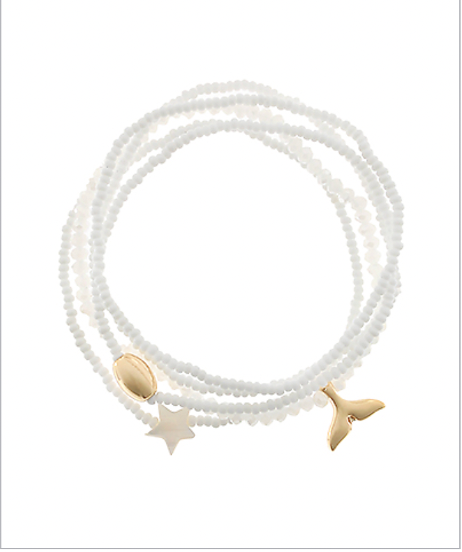 Golden Stella Mother of Pearl Bead Bracelet WHITE