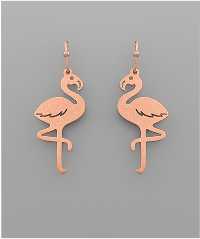 Golden Stella Scratched Flamingo Earrings ROSE GOLD