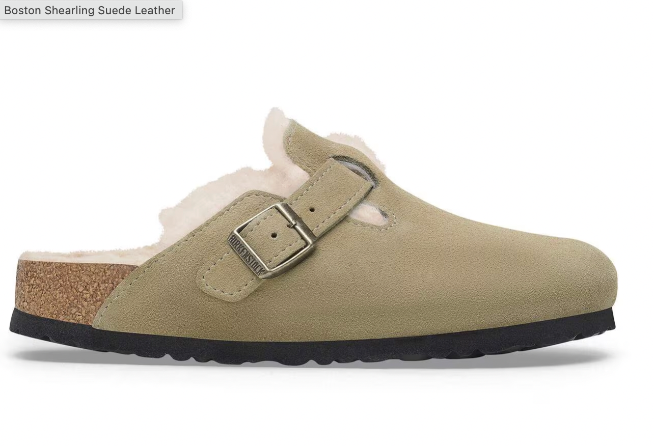 Birkenstock W Boston Suede Leather Shearling TAUPE - NARROW