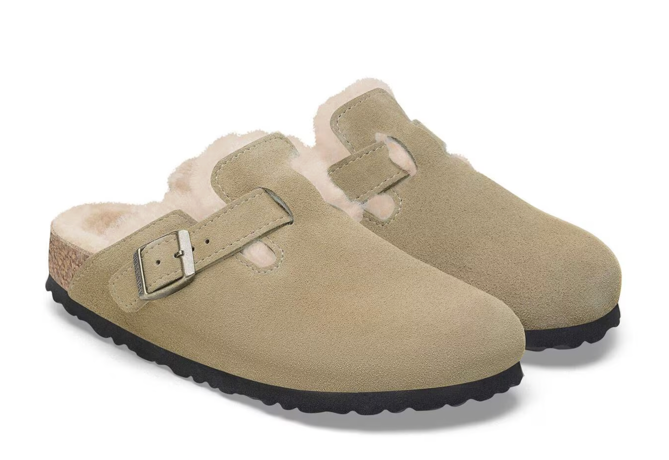 Birkenstock W Boston Suede Leather Shearling TAUPE - NARROW