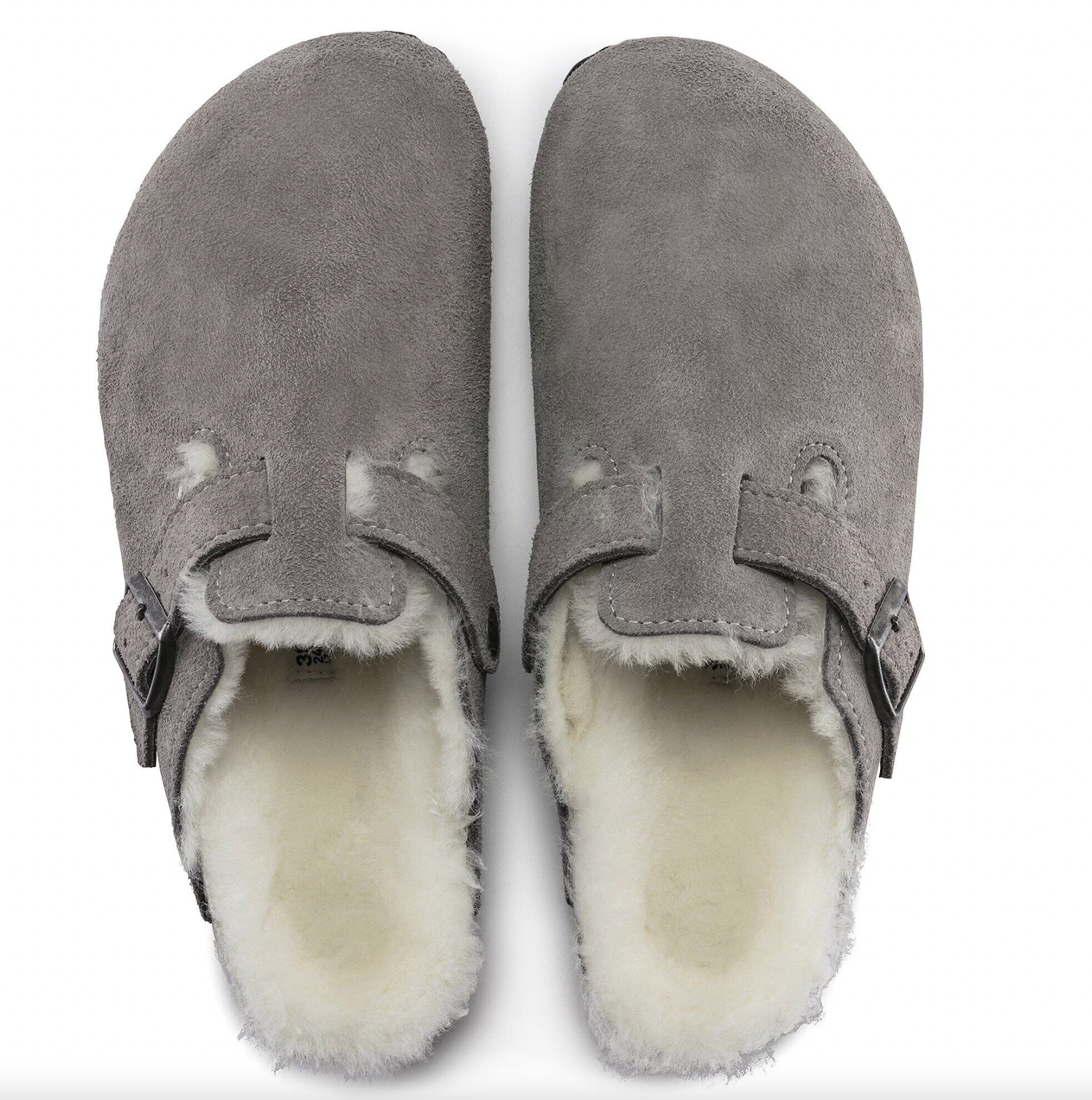 Birkenstock W Boston Suede Leather Shearling STONE COIN - NARROW
