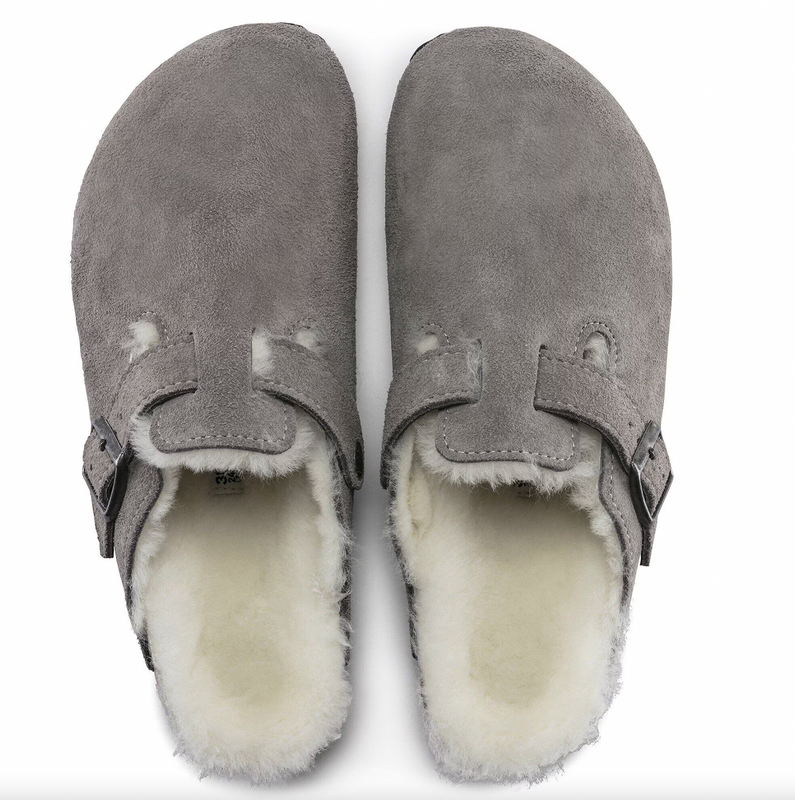 Birkenstock W Boston Suede Leather Shearling STONE COIN - NARROW