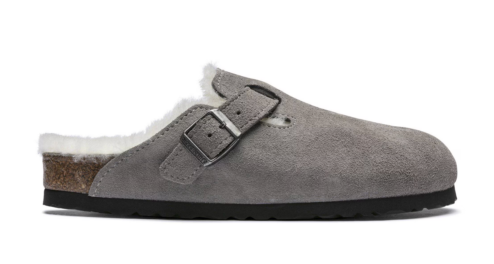 Birkenstock W Boston Suede Leather Shearling STONE COIN - NARROW