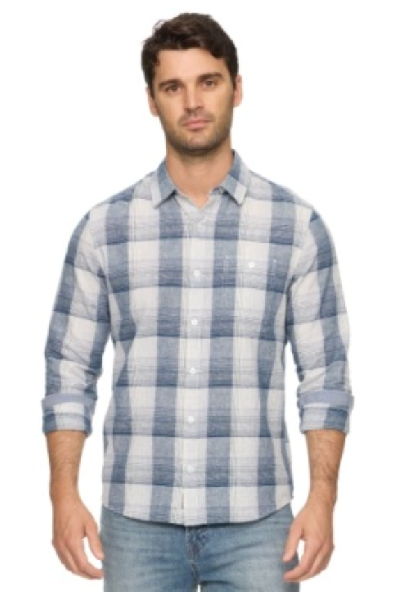 Flag & Anthem M LS Turlock Slub Shirt NAVY/WHITE COMBO