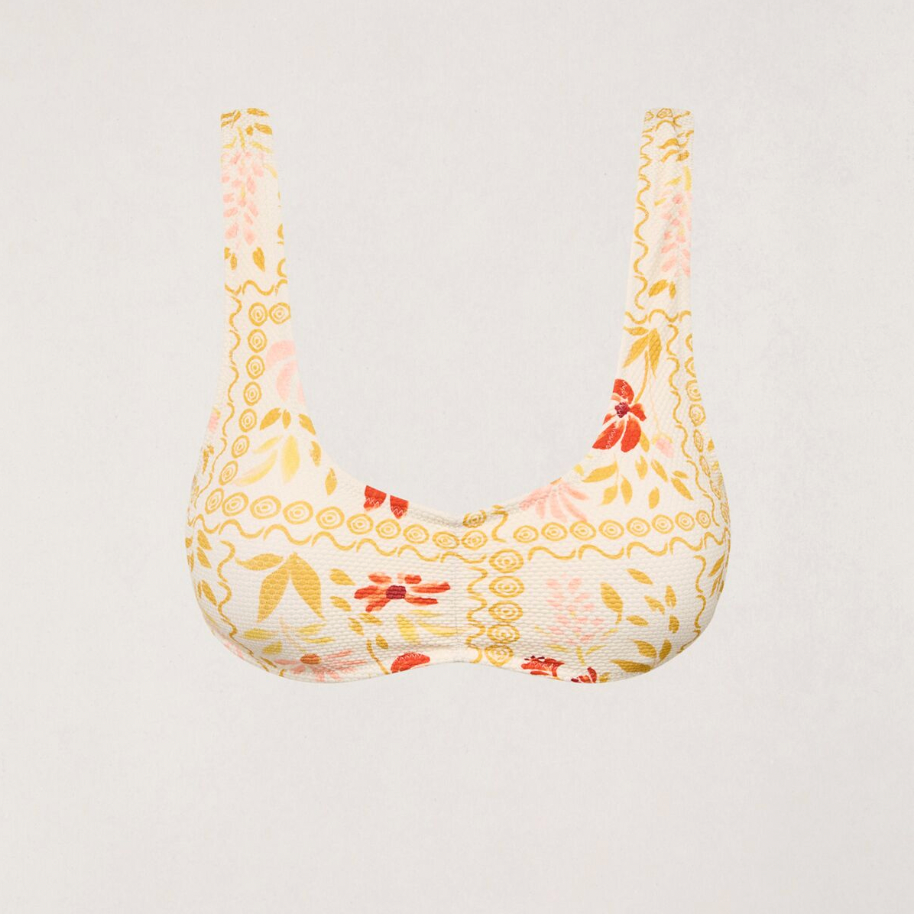 Rhythm W Wildflower Crop Bikini Top WHITE / YELLOW