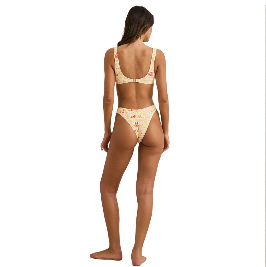 Rhythm W Wildflower Crop Bikini Top WHITE / YELLOW