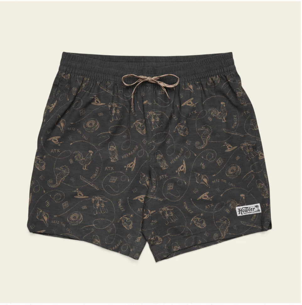 Howler Bros M Deep Set Boardshort SEA RODEO ANTIQUE BLACK