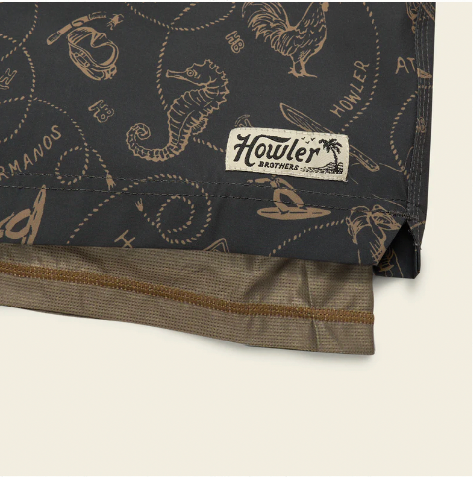 Howler Bros M Deep Set Boardshort SEA RODEO ANTIQUE BLACK