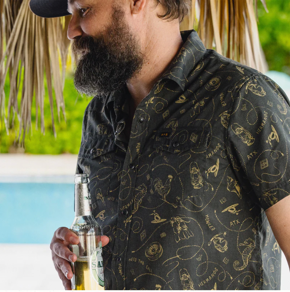 Howler Bros M SS H Bar Snapshirt SEA RODEO ANTIQUE BLACK
