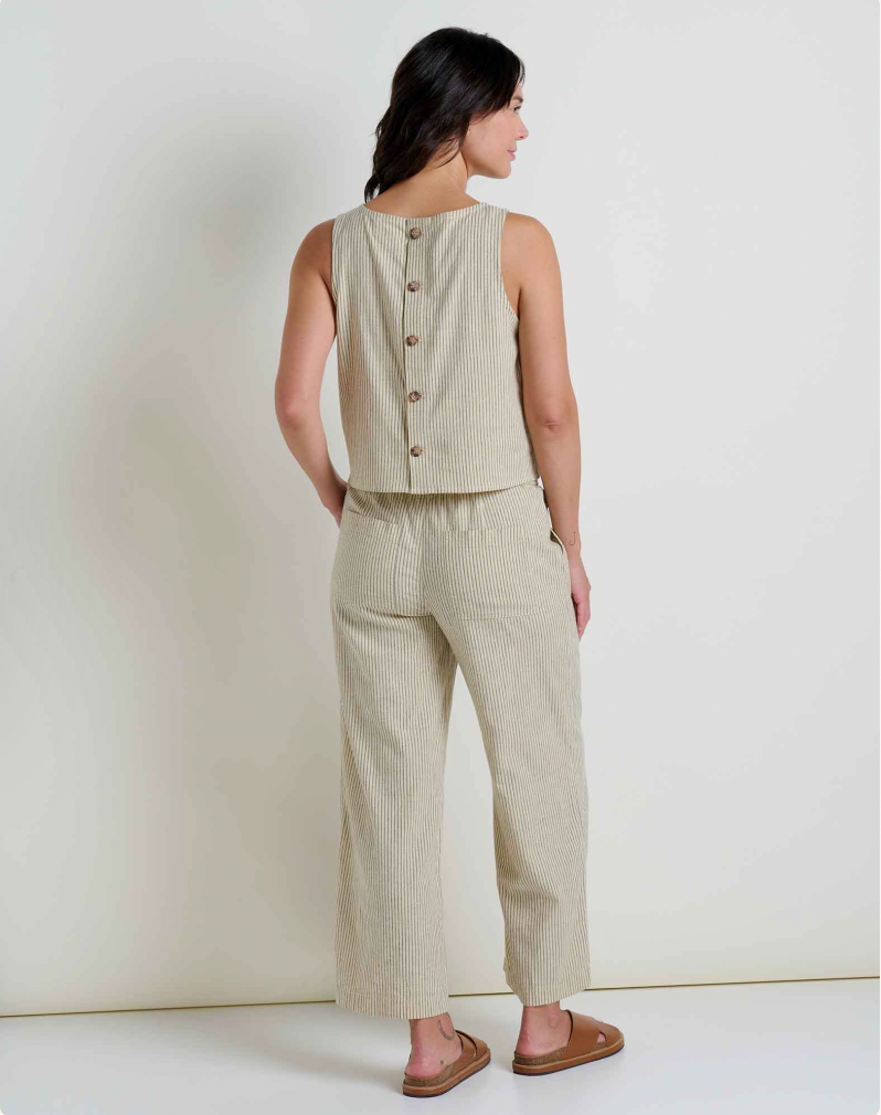 Toad & Co Taj Hemp Button Back Tank BARLEY RAILROAD STRIPE