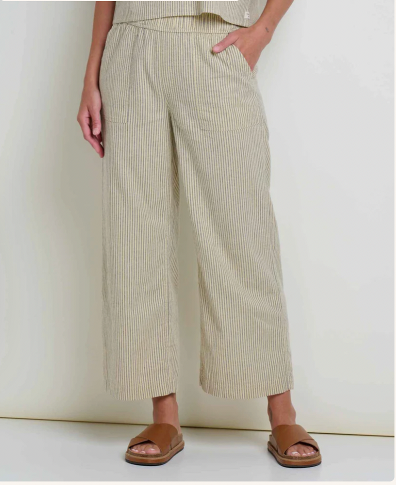 Toad & Co W Taj Hemp Wide Leg Pant BARLEY RAILROAD STRIPE