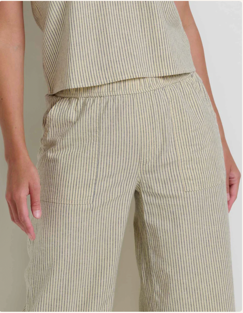 Toad & Co W Taj Hemp Wide Leg Pant BARLEY RAILROAD STRIPE