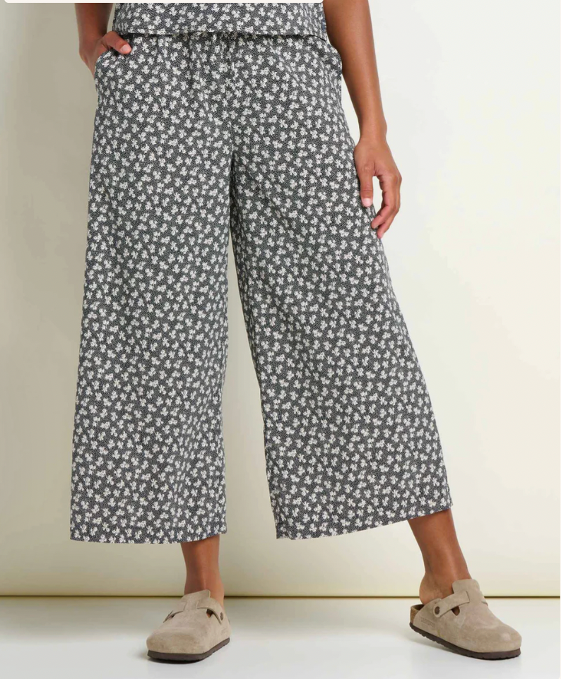 Toad & Co W Sunkissed Wide Leg Pant BLACK and SALT PRINT