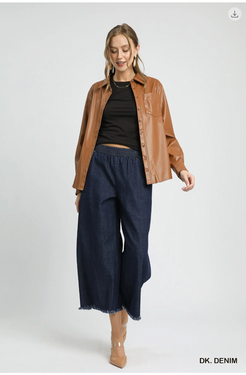 Umgee W Wide Leg Pants DARK DENIM