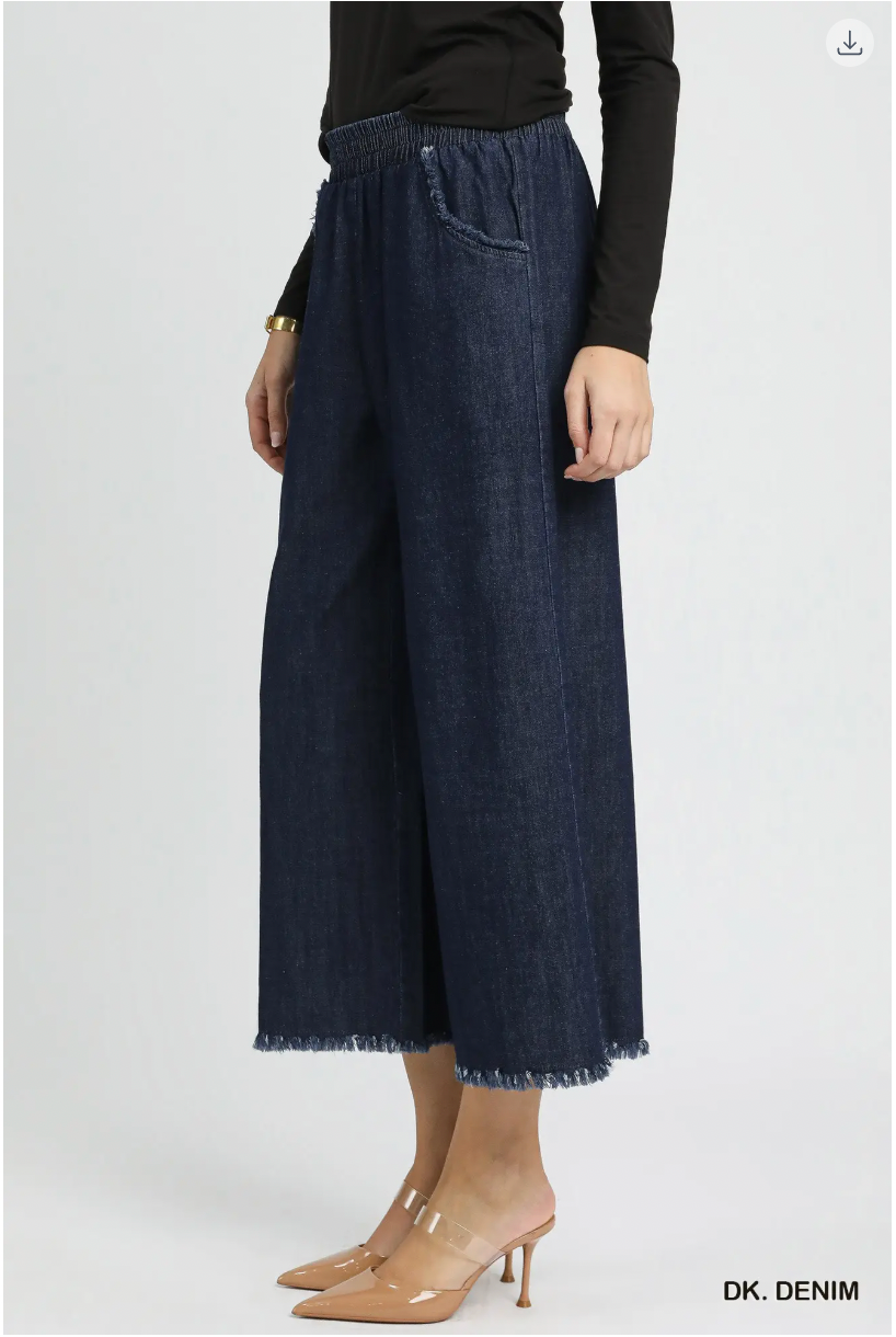 Umgee W Wide Leg Pants DARK DENIM