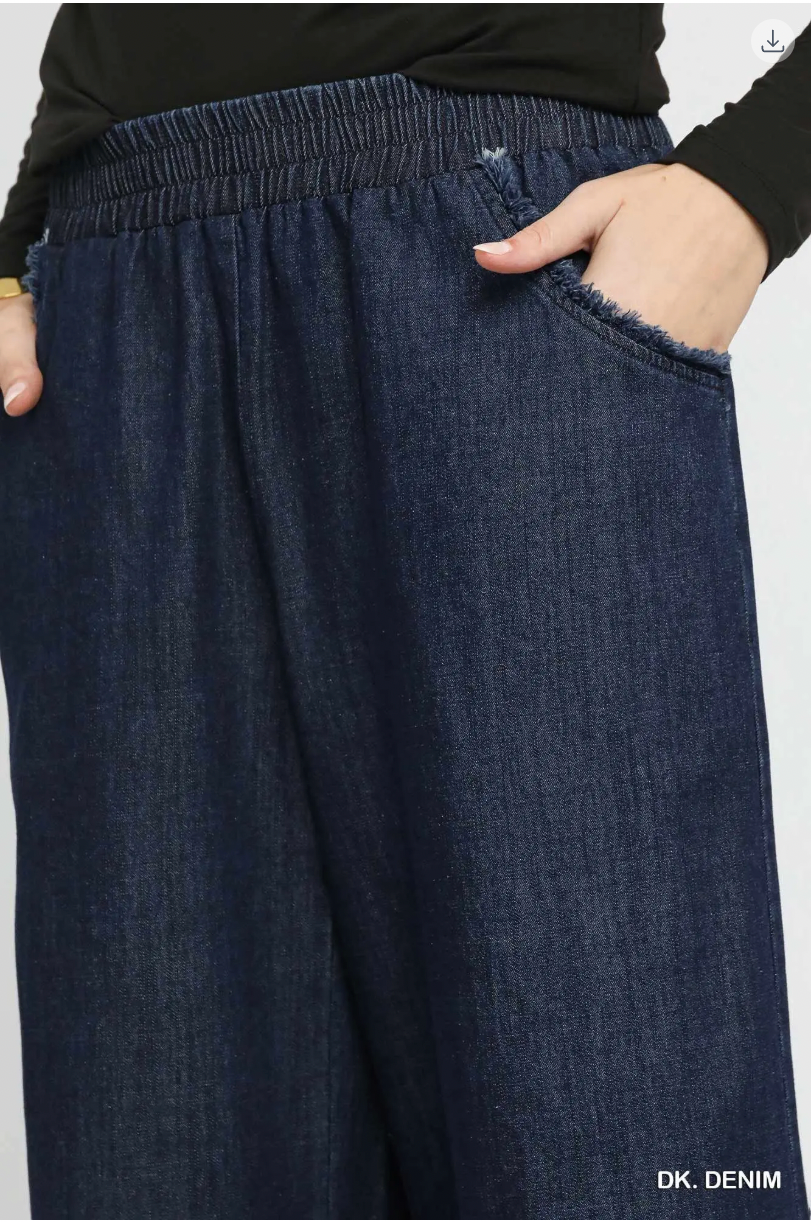 Umgee W Wide Leg Pants DARK DENIM