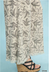 Umgee W Linen Printed Wide Leg Raw Hem Pant STONE