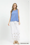 Umgee W Linen Fray Tank ORCHID BLUE