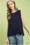 Umgee W Linen Fray Tank NAVY
