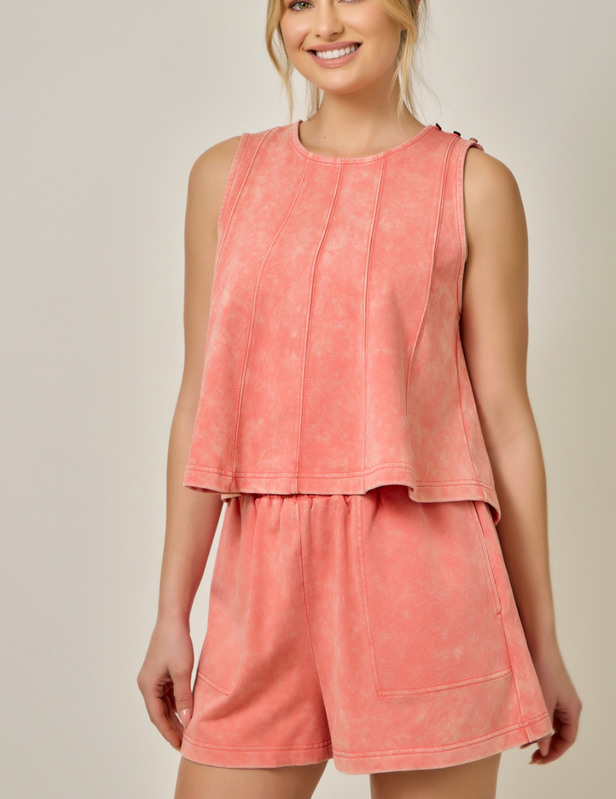 Mystree W Acid Wash Terry Swing Tank CORAL