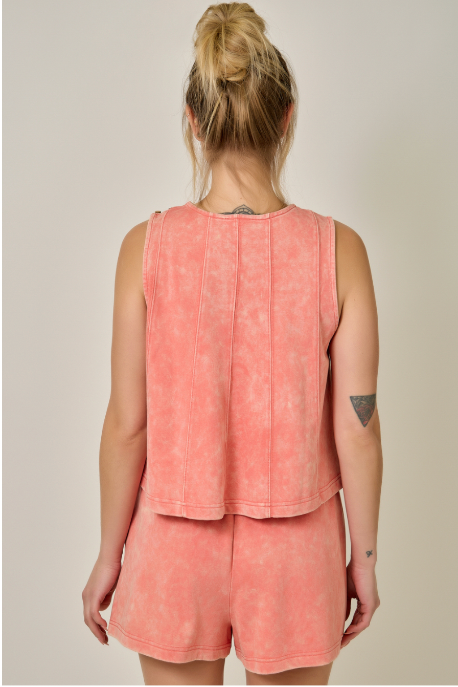 Mystree W Acid Wash Terry Swing Tank CORAL