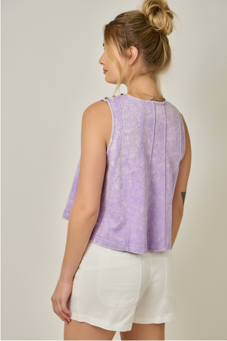 Mystree W Acid Wash Terry Swing Tank VIOLET