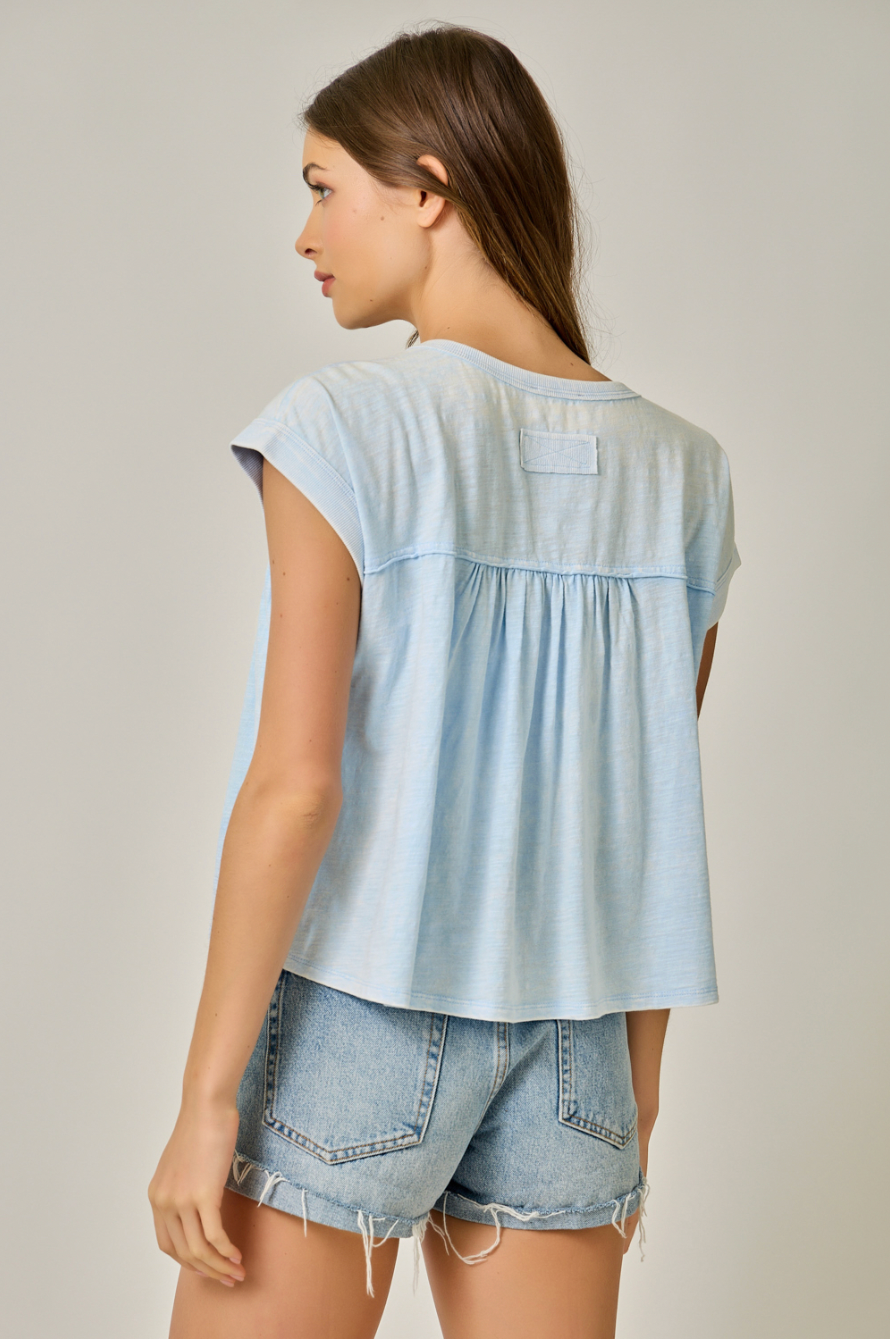 Mystree W SS Mineral Wash Slub Tee BLUE