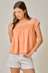 Mystree W SS Mineral Wash Slub Tee PEACH