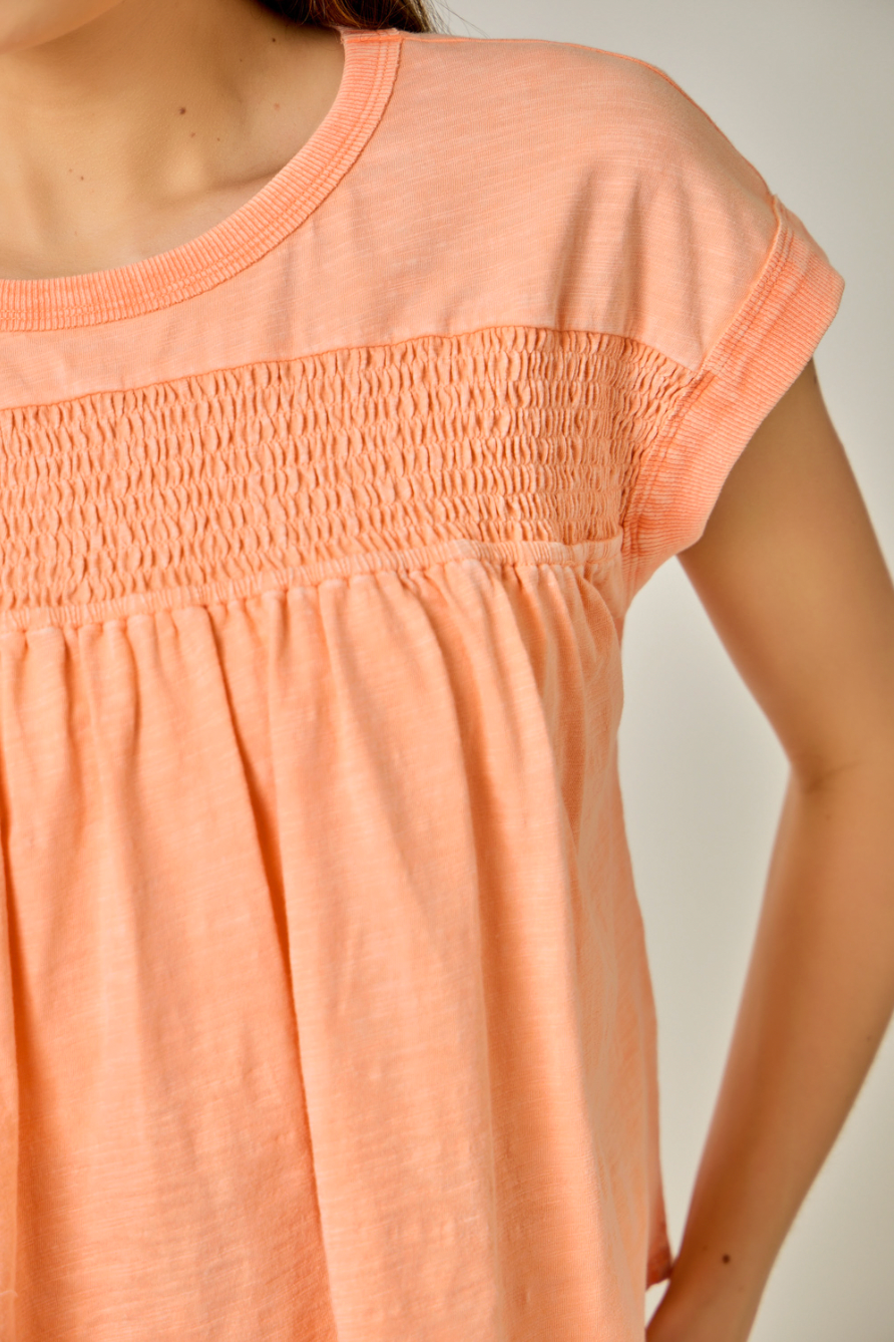 Mystree W SS Mineral Wash Slub Tee PEACH