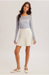 Hem & Thread W LS Daisy Mesh Scoop Neck Top BLUE