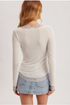 Hem & Thread W LS Mesh Two-Fer Top WHITE/DUST BLUE