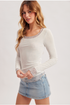 Hem & Thread W LS Mesh Two-Fer Top WHITE/DUST BLUE