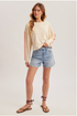 Hem & Thread W LS Tropical Terry Embossed Top ECRU