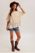 Hem & Thread W Ruffle Layered Terry Top NATURAL