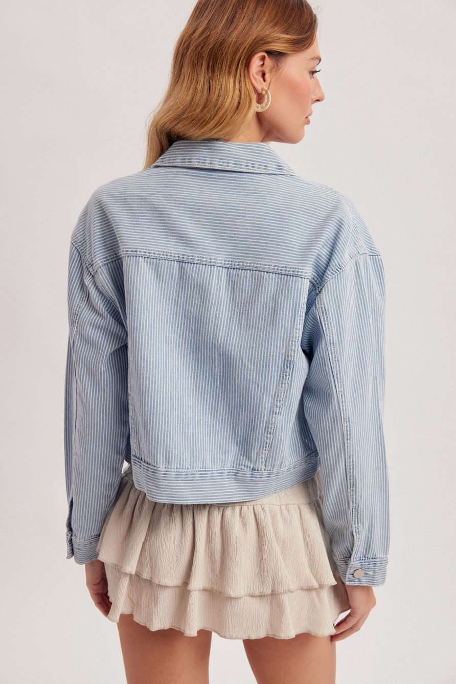 Hem & Thread W Railroad Stripe Jacket DENIM