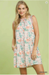 Umgee W Floral Mini Dress GREEN MIX