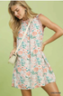 Umgee W Floral Mini Dress GREEN MIX