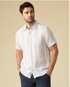 Flag & Anthem M SS Brent Stripe Linen Shirt WHITE / PINK / BLUE