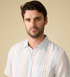 Flag & Anthem M SS Brent Stripe Linen Shirt WHITE / PINK / BLUE