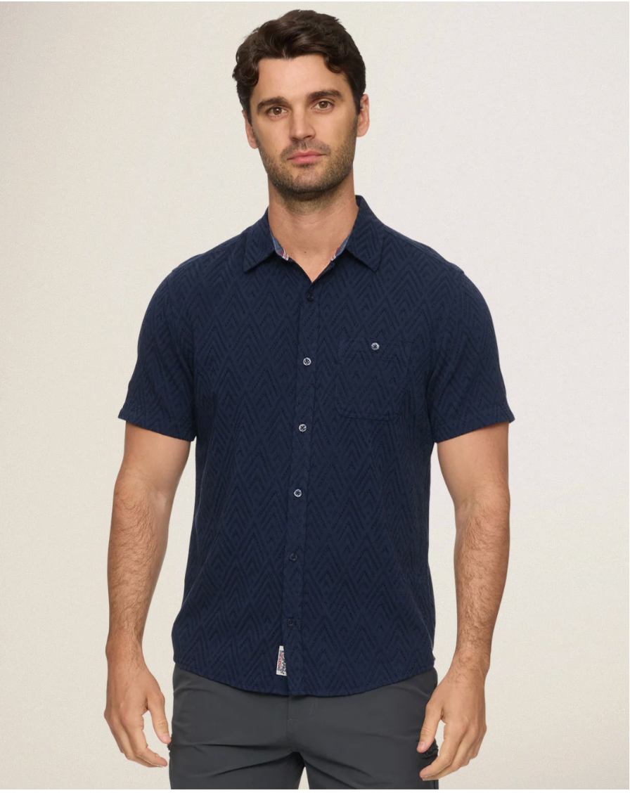 Flag & Anthem M SS Faywood Textured Shirt NAVY