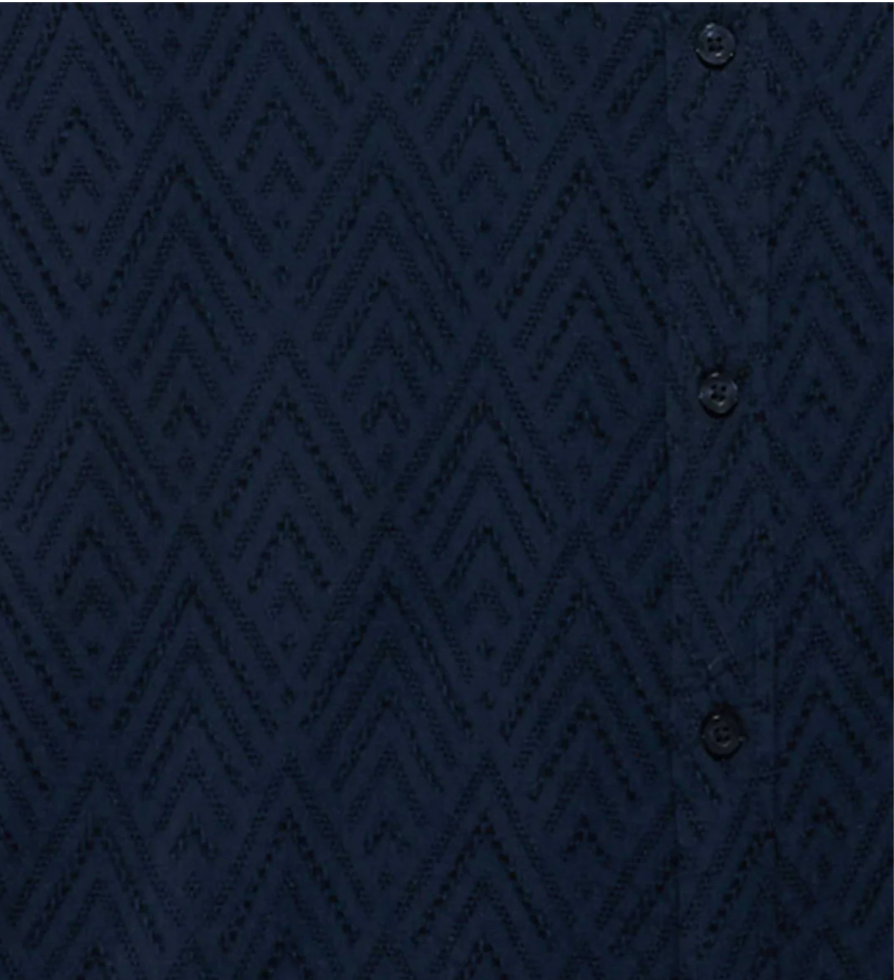 Flag & Anthem M SS Faywood Textured Shirt NAVY