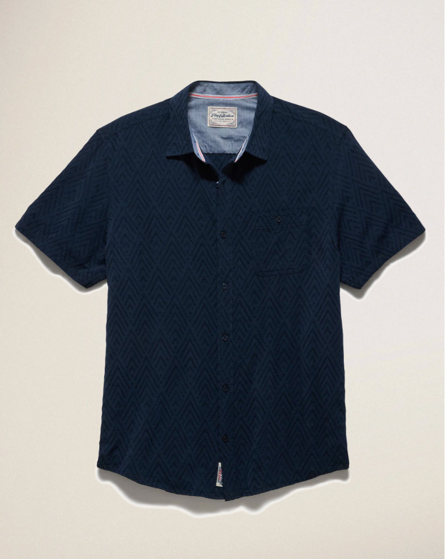 Flag & Anthem M SS Faywood Textured Shirt NAVY