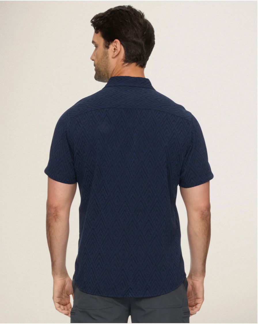 Flag & Anthem M SS Faywood Textured Shirt NAVY