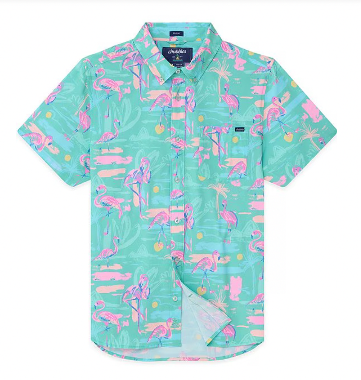 Chubbies M Friday Perf Shirt SINGLE READY TO FLAMINGO TEAL