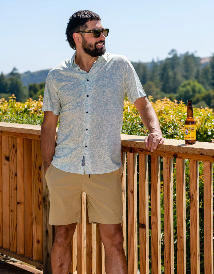 Baja Llama M SS Mojave Button Up HIDDEN LLAMA - GREEN