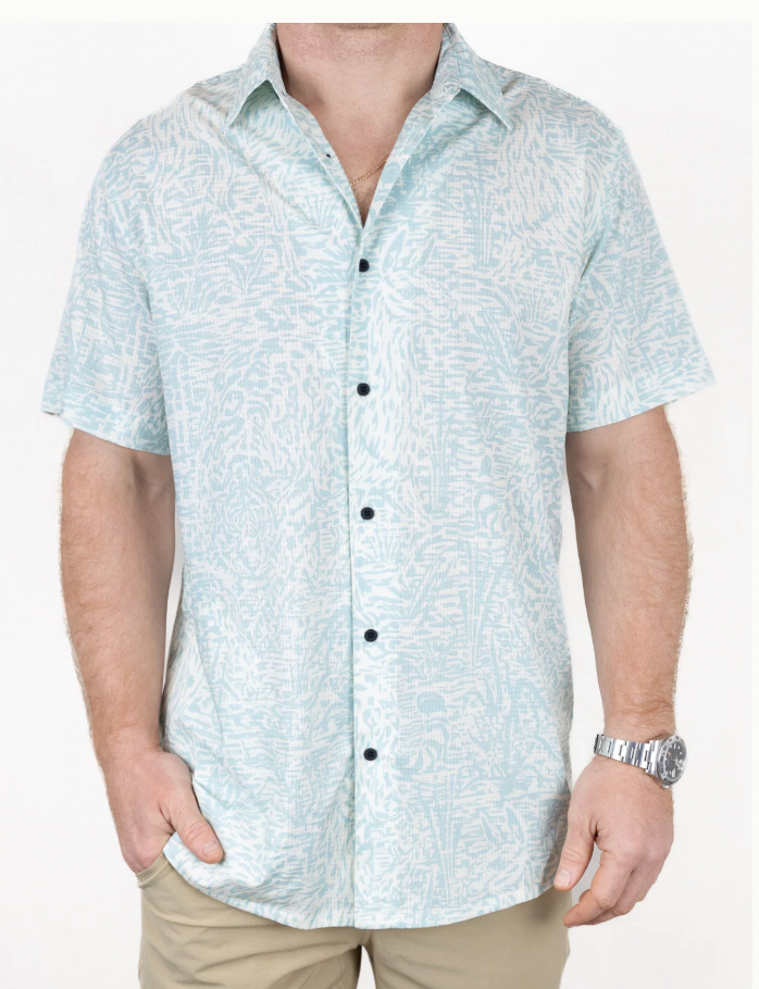Baja Llama M SS Mojave Button Up HIDDEN LLAMA - GREEN
