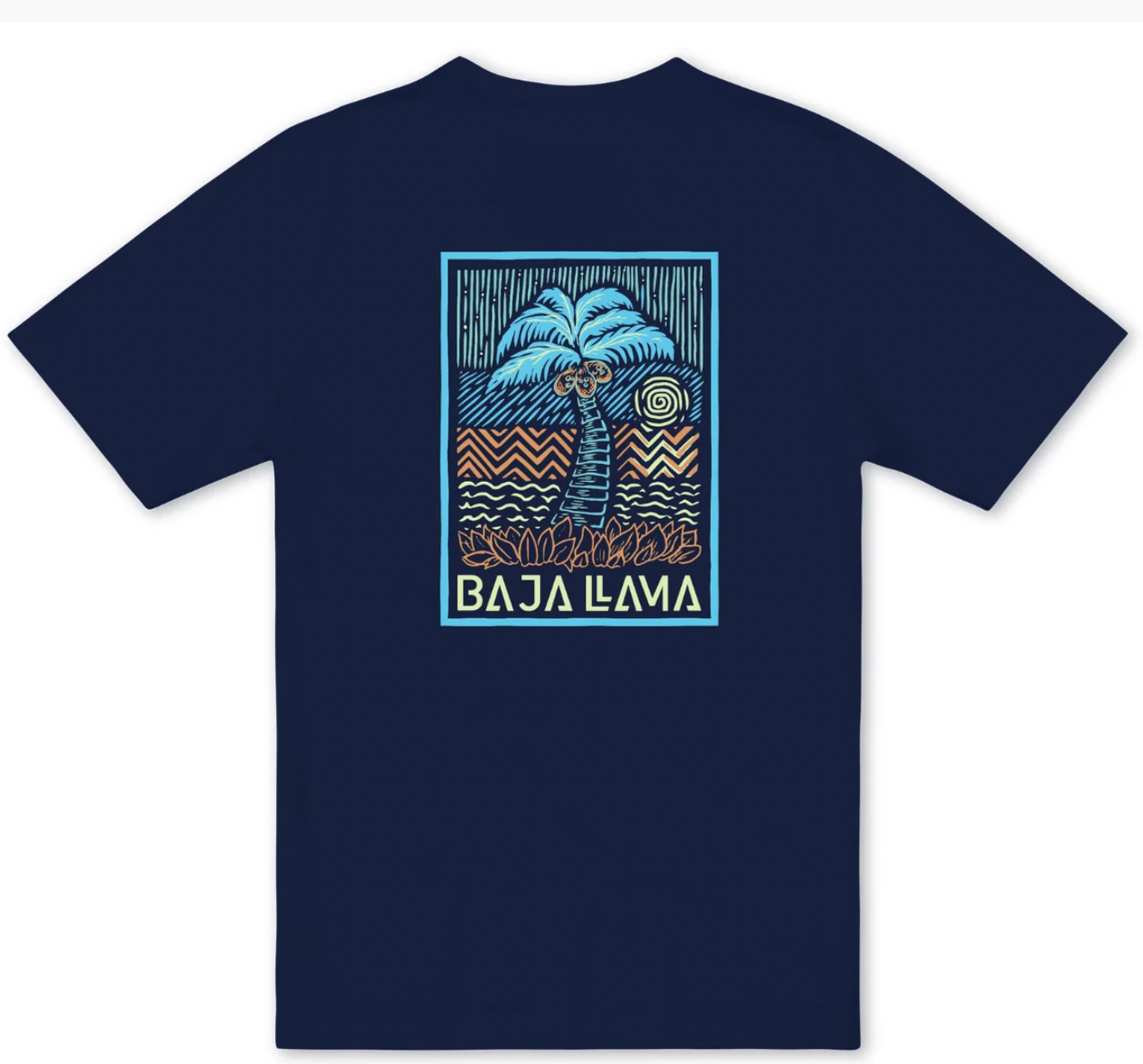 Baja Llama M SS Primo Graphic Tee ELECTRIC PALM - NAVY